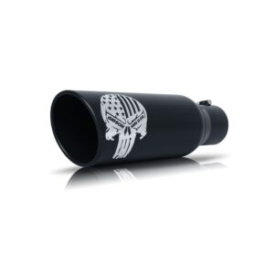 Patriot Skull; Rolled Edge Angle Exhaust Tip