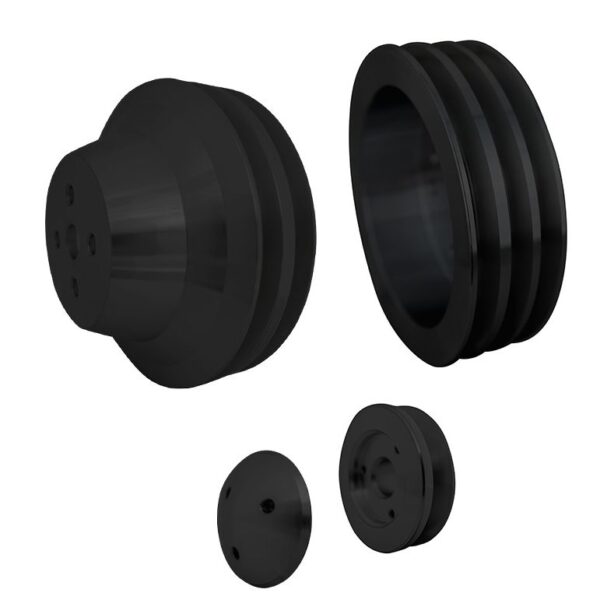 Chevy 348-409 V-Belt Pulley Kit; 3V; Black