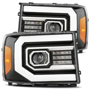 AlphaRex-07-13 GMC Sierra LED Projector Headlights in Jet Black