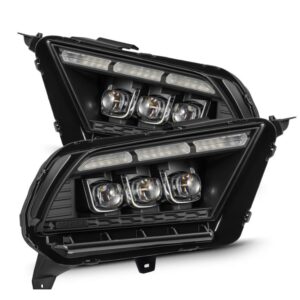 AlphaRex-10-12 Ford Mustang LED Projector Headlights in Black