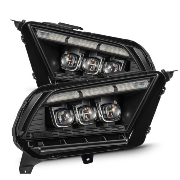 AlphaRex-10-12 Ford Mustang LED Projector Headlights in Black