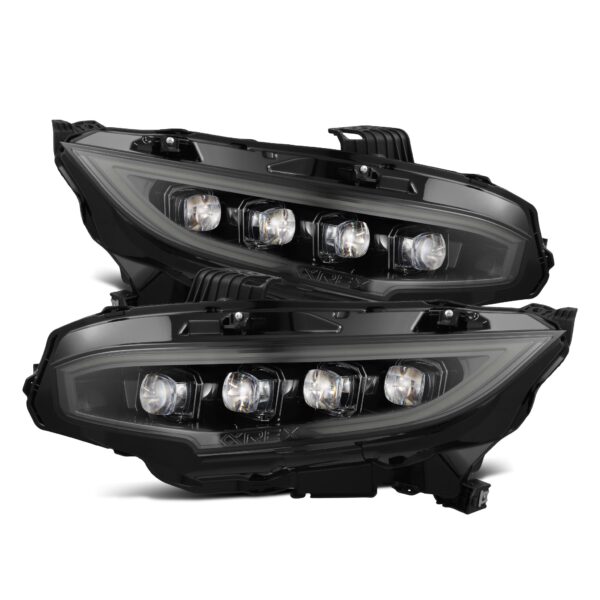 AlphaRex-16-21 Honda Civic LED Projector Headlights in Alpha-Black