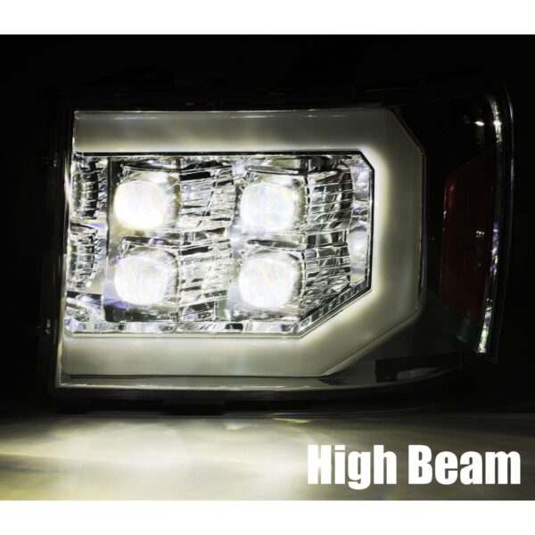 07-13 GMC Sierra LED Projector Headlights Plank Style Design Matte Black w/ DRL