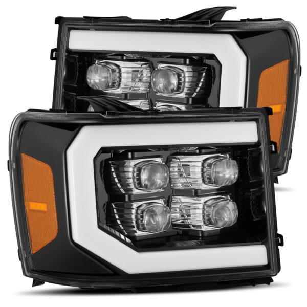 07-13 GMC Sierra LED Projector Headlights Plank Style Design Chrome w/ DRL