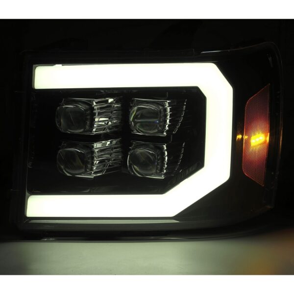 07-13 GMC Sierra LED Projector Headlights Plank Style Design Gloss Black w/ Activation light and Sequential Signal