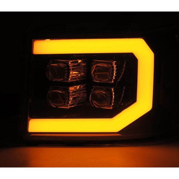 07-13 GMC Sierra LED Projector Headlights Plank Style Design Gloss Black w/ Activation light and Sequential Signal