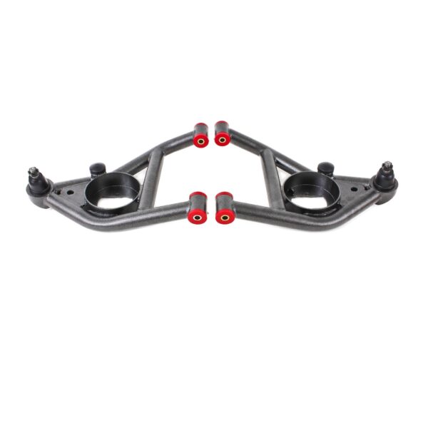 A-arms, Lower, DOM, Non-adjustable, Polyurethane Bushings, Front Bump Stops