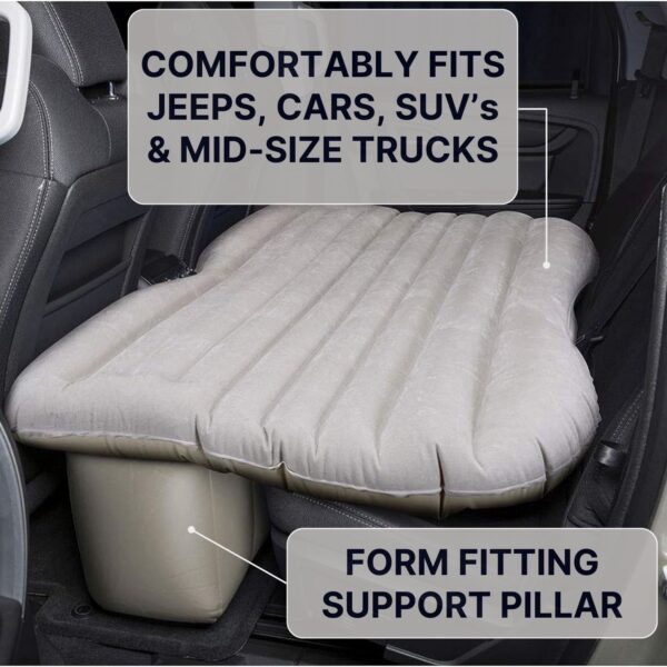 Inflatable Rear Seat Air Mattress - Mid-Size. Fits Jeeps, Car, SUV's & Mid-size Trucks