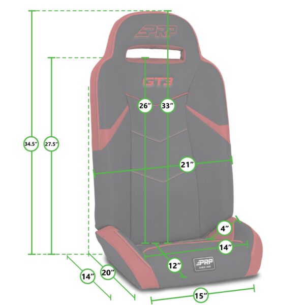 GT3 Fold Flat Rear Suspension Seats for Polaris RZR PRO XP4, PRO R4, Turbo R4 (P
