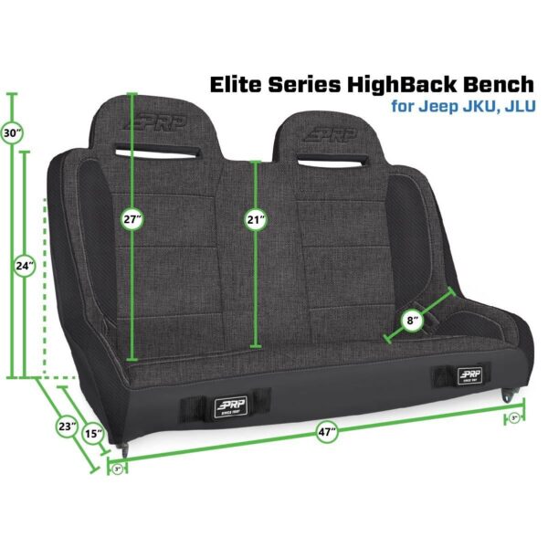 Elite Series Rear Suspension Bench Seat (Custom) for Jeep JKU, JLU