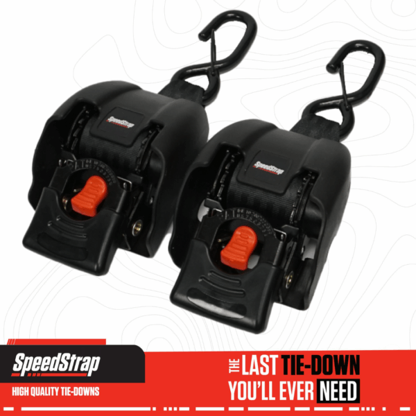2” x 43” Retractable Marine Transom Tie-Down Straps with Snap S-Hooks (2 Pack)