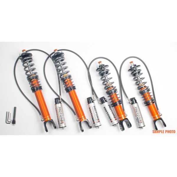 2-WAY adj coilovers in rebound and compression, incl canisters.