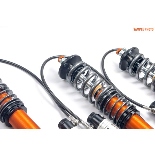 2-WAY adj coilovers in rebound and compression, incl canisters.