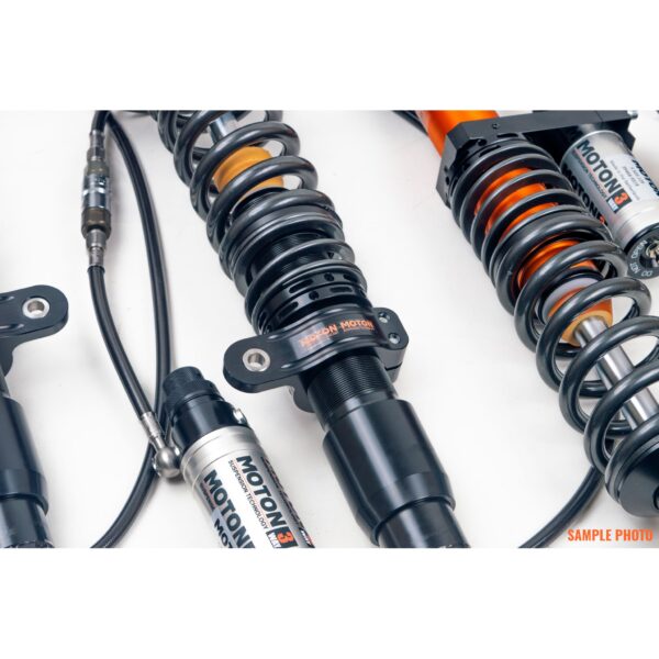 3-WAY adj coilovers in rebound, low- and high speed compression, incl canisters.