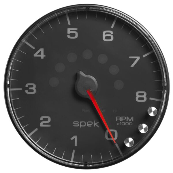 5 in. IN-DASH TACHOMETER, 0-8,000 RPM, SPEK-PRO, BLACK/BLACK