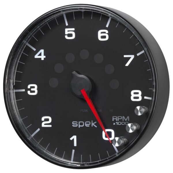 5 in. IN-DASH TACHOMETER, 0-8,000 RPM, SPEK-PRO, BLACK/BLACK