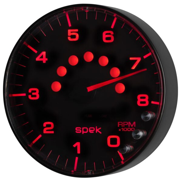 5 in. IN-DASH TACHOMETER, 0-11,000 RPM, SPEK-PRO, WHITE/CHROME