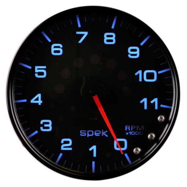 5 in. IN-DASH TACHOMETER, 0-11,000 RPM, SPEK-PRO, BLACK/BLACK