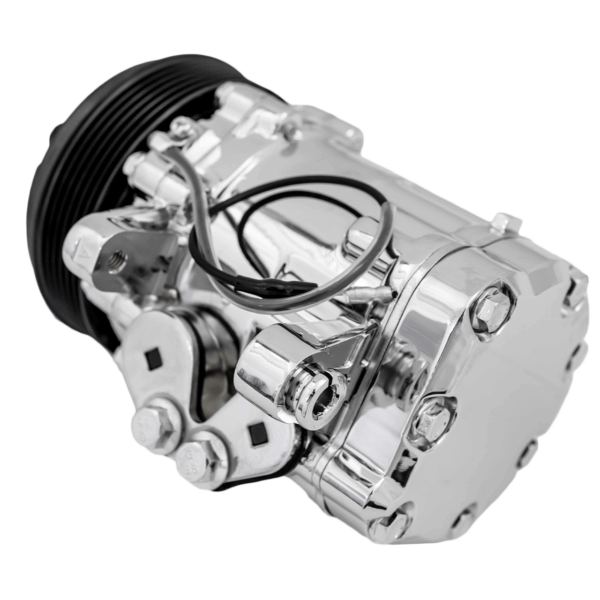 March Ultra Series Sanden 7176 AC Compressor, Chrome, 6 Rib Serpentine Clutch