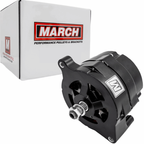 March Ultra Series Ford 1G Alternator, 100 Amp, 12V, 1 Wire, Black Finish