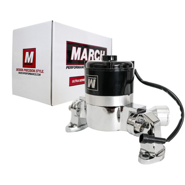 Small Block Chevy Electric Water Pump, Chrome, 35 GPM, 12V