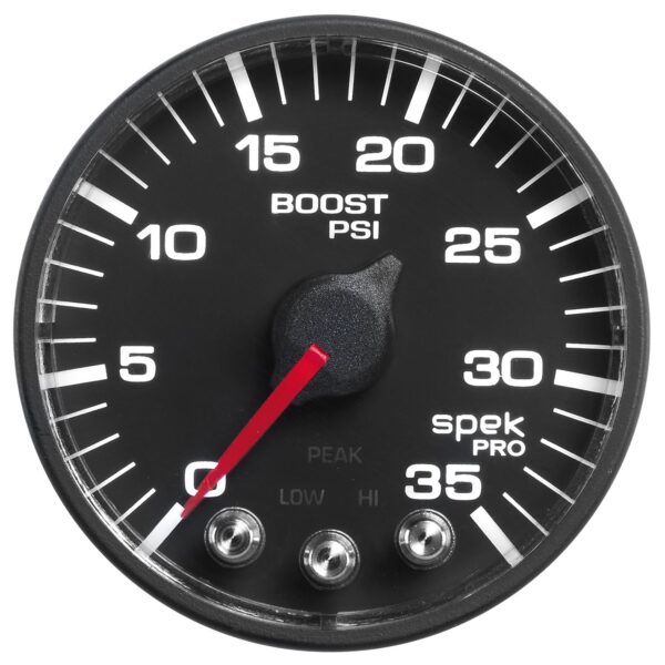 PILLAR KIT, 0-35 PSI/2000 Fahrenheit, 01-07 GM FULL-SIZE TRUCK, W/O SPEAKER, SPEK-PRO, BLACK DIAL, BLACK BEZEL, FLAT ANTIGLARE LENS