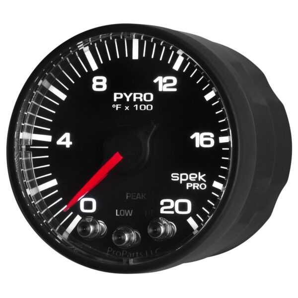 2-1/16 in. PYROMETER, 0-2000 Fahrenheit, SPEK-PRO, BLACK/BLACK