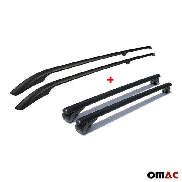 Roof Rack Rail + Cross Bars Carrier Set Black For Mercedes Metris 2014-2023
