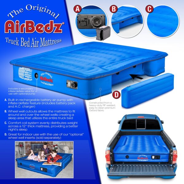 AirBedz by Pittman Outdoors - PPI 101 Full Size 8.0' Long Bed with Built-in Rechargeable Battery Air Pump - The Original Truck Bed Air Mattress