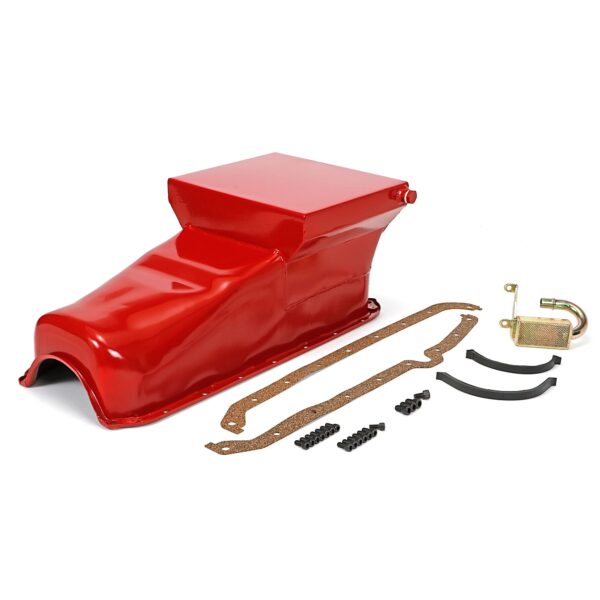HAMBURGER'S PERFORMANCE PRODUCTS STREET PERFORMANCE OIL PAN; 1955-79 SB CHEVY 283-400; DRIVER'S SIDE DIPSTICK; 7 QT.; 8.25 IN. REAR SUMP DEPTH
