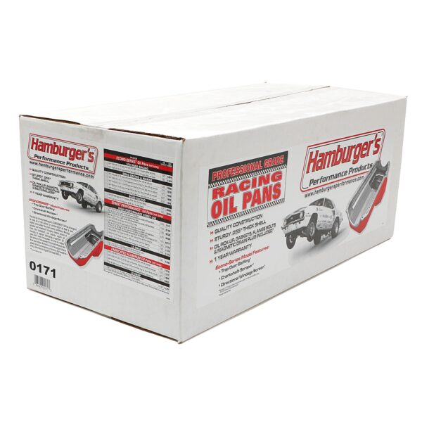 HAMBURGER'S PERFORMANCE PRODUCTS LS ENGINE SWAP OIL PAN; 67-69 CAMARO, 65-72 CHEVELLE, NOVA; -10AN STRAIGHT OIL LINE FITTINGS- BLACK FINISH