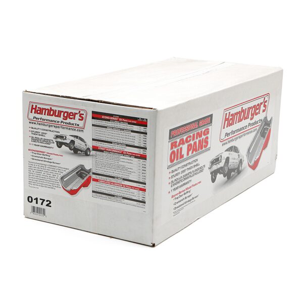 HAMBURGER'S PERFORMANCE PRODUCTS LS ENGINE SWAP OIL PAN; 67-69 CAMARO, 65-72 CHEVELLE, NOVA; -10AN STRAIGHT OIL LINE FITTINGS- CHROME FINISH