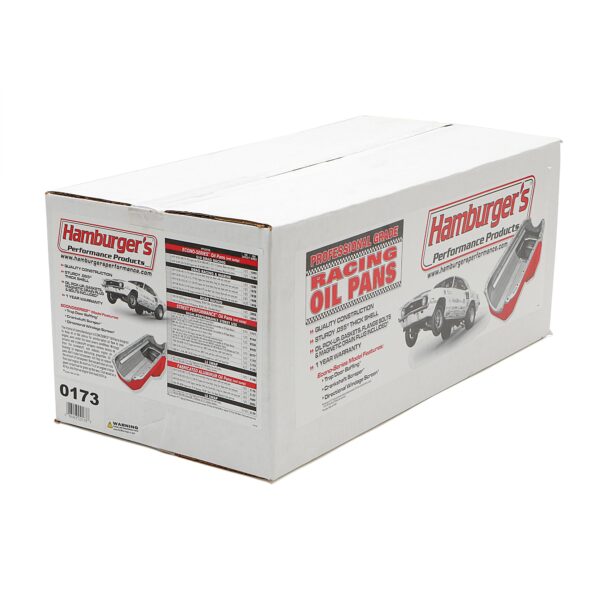 HAMBURGER'S PERFORMANCE PRODUCTS LS ENGINE SWAP OIL PAN; 67-69 CAMARO, 65-72 CHEVELLE, NOVA; -10AN 90 DEGREE OIL LINE FITTINGS- BLACK FINISH