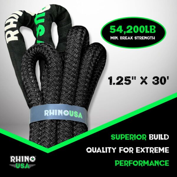 RHINO USA KINETIC ENERGY RECOVERY ROPE (1.25" X 30') BLACK