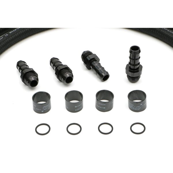 HAMBURGER'S PERFORMANCE PRODUCTS 48 IN. PREMIUM OIL LINES FOR HAMBURGER'S BILLET OIL FILTRATION KITS; 3/4 IN. I.D. HOSE; -12AN FITTINGS