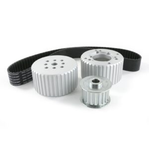 TSP Gilmer Style Pulley Kit; Billet Aluminum; SBC Short Water Pump; Satin