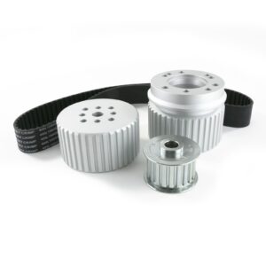 TSP Gilmer Style Pulley Kit; Billet Aluminum; SBC Long Water Pump; Satin