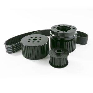 TSP Gilmer Style Pulley Kit; Billet Aluminum; SBC Long Water Pump; Black