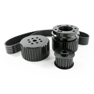 TSP Gilmer Style Pulley Kit; Billet Aluminum; SBF; Black