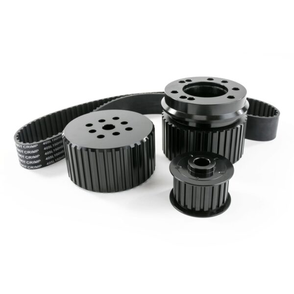 TSP Gilmer Style Pulley Kit; Billet Aluminum; SBF; Black
