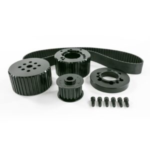 TSP Gilmer Style Pulley Kit; Billet Aluminum; SBM; Black