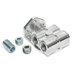 TRANS-DAPT PERFORMANCE PRODUCTS SINGLE OIL FILTER RELOCATION BASE WITH 1/2 IN. NPT HORIZONTAL PORTS- PH8A (OR EQUIVALENT)