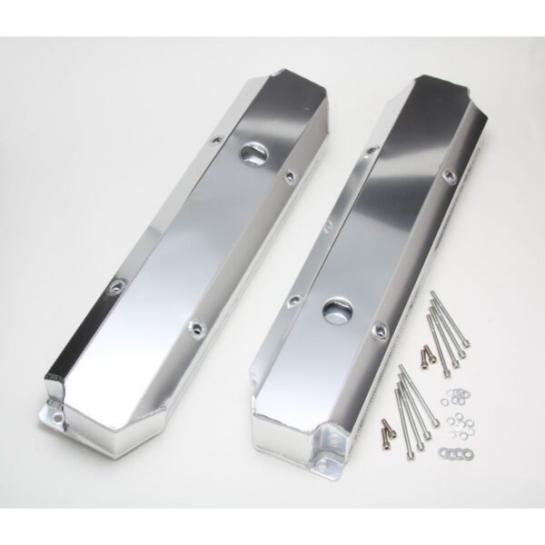HAMBURGER'S PERFORMANCE PRODUCTS POLISHED ALUMINUM FABRICATED VALVE COVERS; MOPAR BB ENGINES; WITH HOLES/BAFFLES