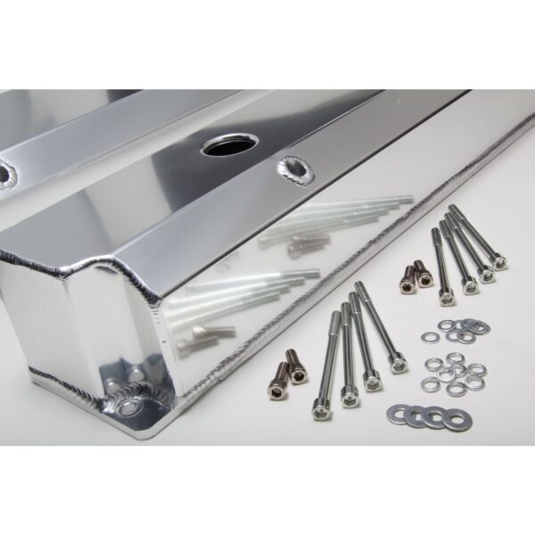 HAMBURGER'S PERFORMANCE PRODUCTS POLISHED ALUMINUM FABRICATED VALVE COVERS; MOPAR BB ENGINES; WITH HOLES/BAFFLES