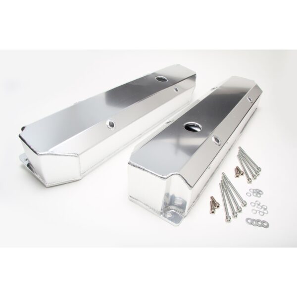 HAMBURGER'S PERFORMANCE PRODUCTS POLISHED ALUMINUM FABRICATED VALVE COVERS; MOPAR BB ENGINES; WITH HOLES/BAFFLES