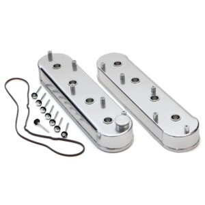 HAMBURGER'S PERFORMANCE PRODUCTS BRUSHED ALUMINUM FABRICATED VALVE COVERS CHEVY LS ENGINE