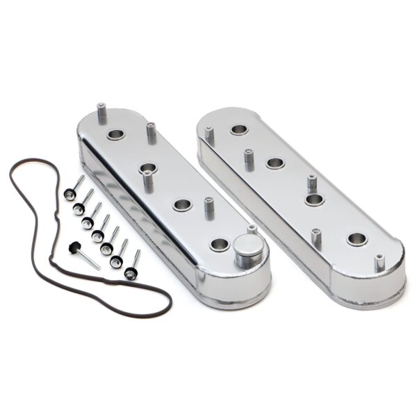 HAMBURGER'S PERFORMANCE PRODUCTS BRUSHED ALUMINUM FABRICATED VALVE COVERS CHEVY LS ENGINE