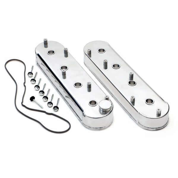 HAMBURGER'S PERFORMANCE PRODUCTS FABRICATED ALUMINUM VALVE COVERS; CHEVY LS ENGINE; WITH COIL BRACKETS-POLISHED