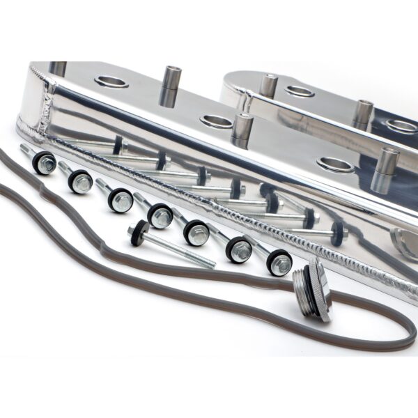HAMBURGER'S PERFORMANCE PRODUCTS FABRICATED ALUMINUM VALVE COVERS; CHEVY LS ENGINE; WITH COIL BRACKETS-POLISHED