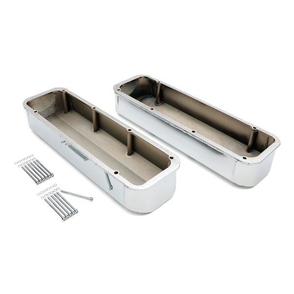 HAMBURGER'S PERFORMANCE PRODUCTS BRUSHED ALUMINUM FABRICATED VALVE COVERS; MOPAR BB ENGINES; WITH HOLES/BAFFLES